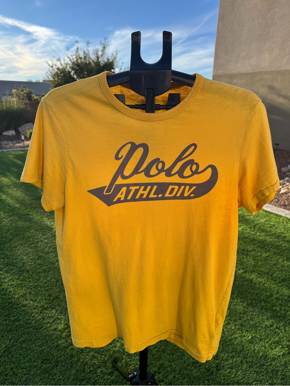 Ralph Lauren Mustard Yellow Polo ATHL.DIV. Graphic Tee